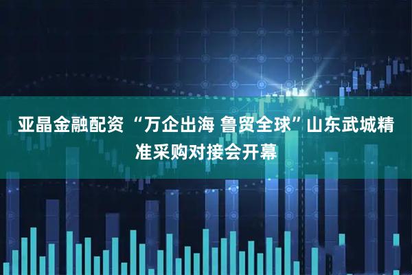 亚晶金融配资 “万企出海 鲁贸全球”山东武城精准采购对接会开幕