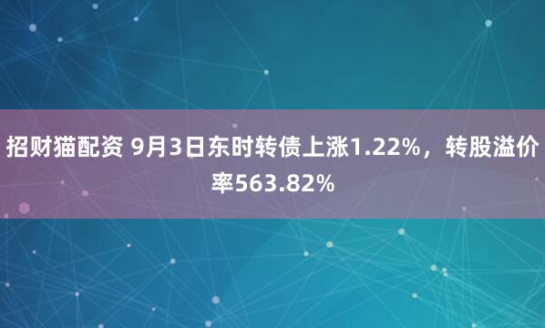 招财猫配资 9月3日东时转债上涨1.22%，转股溢价率563.82%