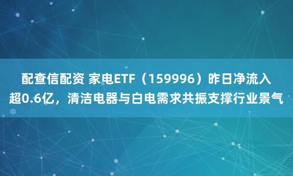 配查信配资 家电ETF（159996）昨日净流入超0.6亿，清洁电器与白电需求共振支撑行业景气