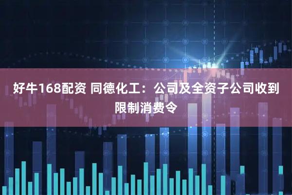 好牛168配资 同德化工：公司及全资子公司收到限制消费令
