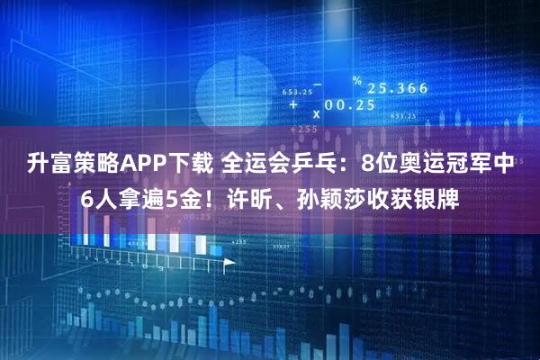 升富策略APP下载 全运会乒乓：8位奥运冠军中6人拿遍5金！许昕、孙颖莎收获银牌